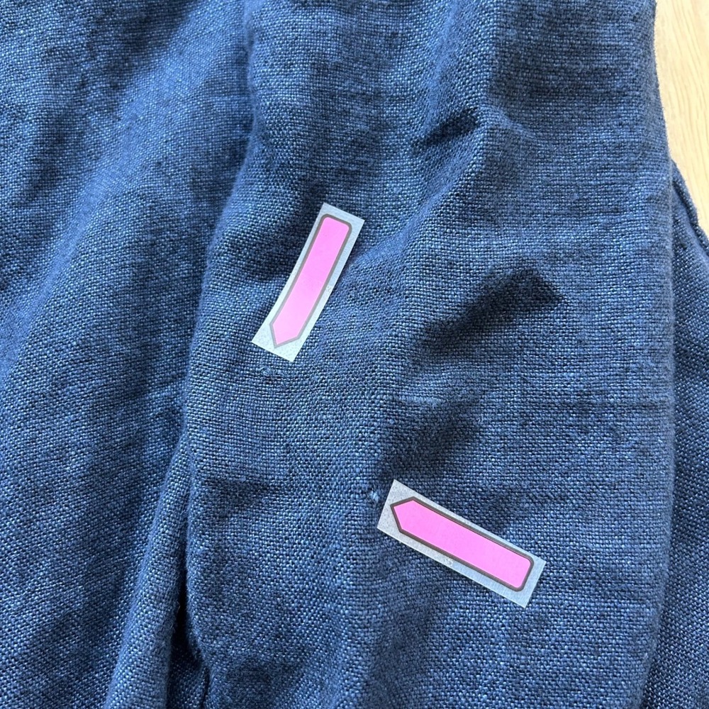 Pure Jill 100% Linen Kimono Open Cardigan Womens Large Blue L Pockets Boho Yoga - Picture 8 of 9